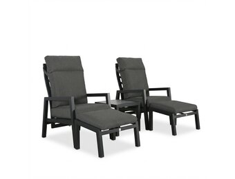 Chicago lounge balkonset - verstelbaar 2 personen | aluminium + keramiek | antraciet | 5-delig