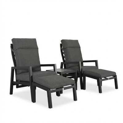 Chicago lounge balkonset - verstelbaar 2 personen | aluminium + keramiek | antraciet | 5-delig