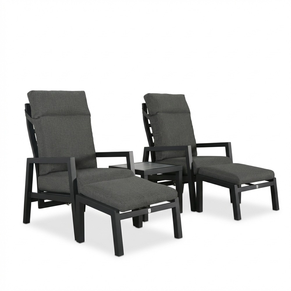 Chicago lounge balkonset - verstelbaar 2 personen | aluminium + keramiek | antraciet | 5-delig