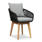 Bella dining tuinstoel | touw + hardhout | zwart