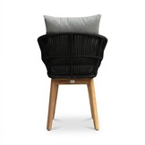 Bella dining tuinstoel | touw + hardhout | zwart