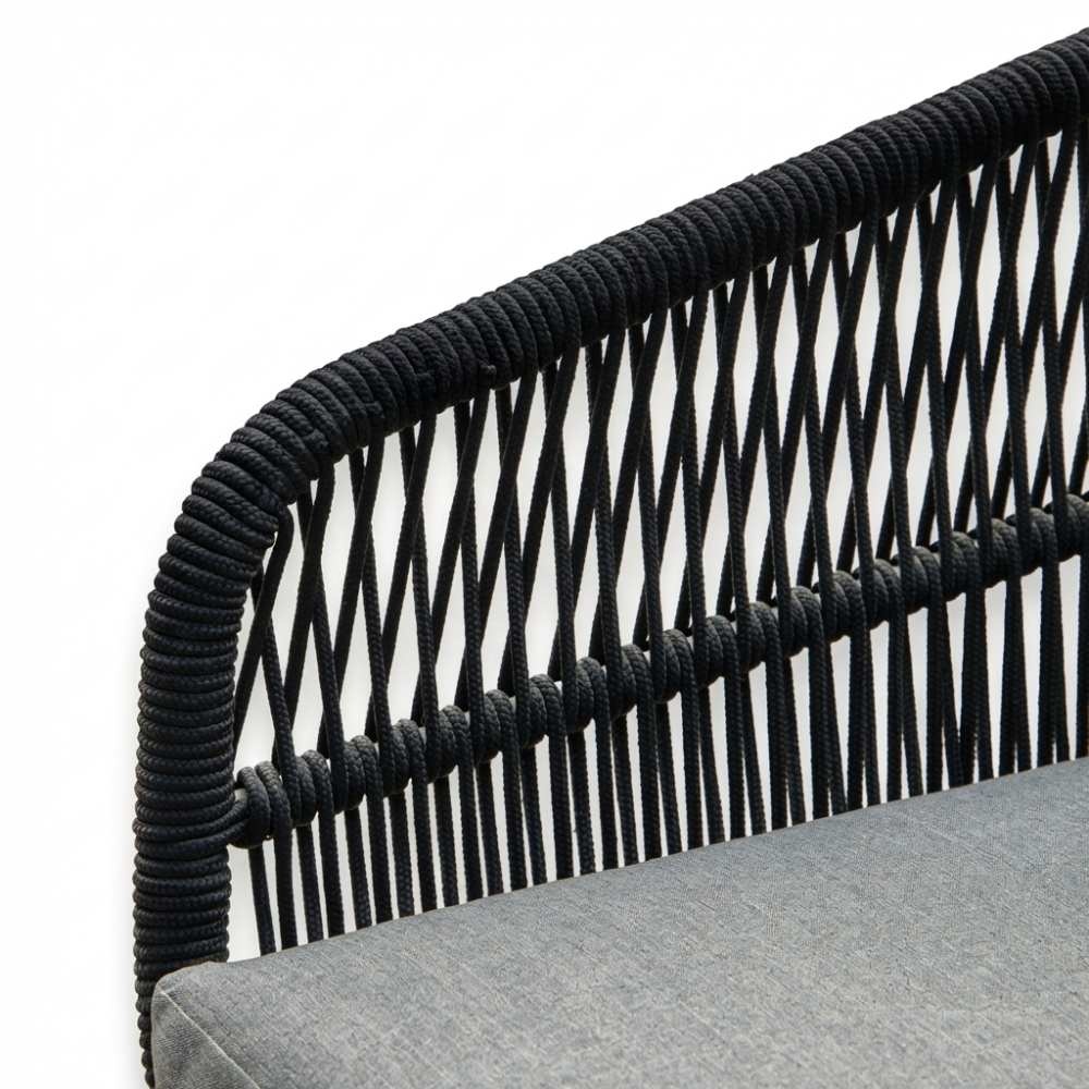 Bella dining tuinstoel | touw + hardhout | zwart