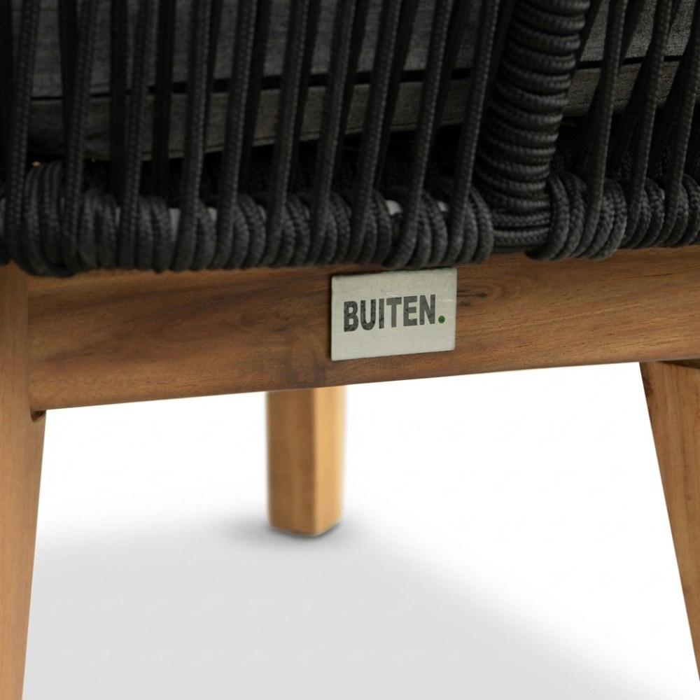 Bella dining tuinstoel | touw + hardhout | zwart