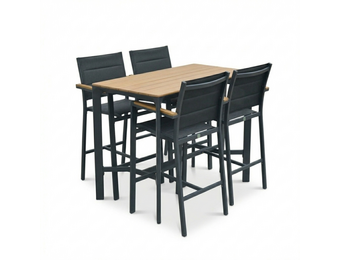 Denver/Bristol dining barset | 4 personen | polywood + textileen | 70cm