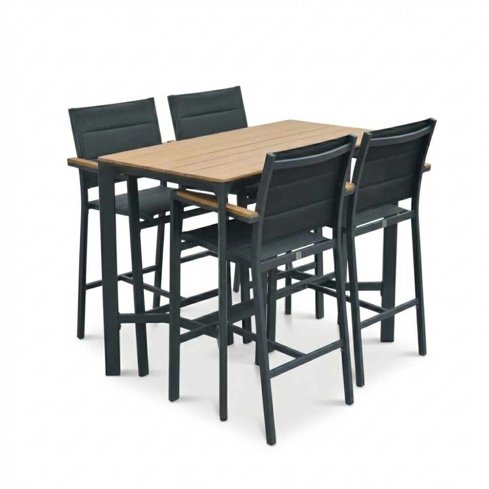 Denver/Bristol dining barset | 4 personen | polywood + textileen | 70cm