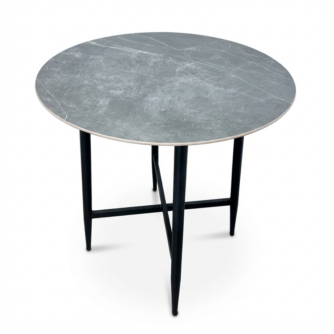 Santos Marble Grey/Mara Sahara Dust dining barset | 4 personen | sintered stone + touw | 90cm