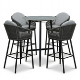 Santos Marble Grey/Mara Stone Grey dining barset | 4 personen | sintered stone + touw | 90cm