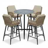 Santos Marble Grey/Valencia Sahara Dust dining barset | 4 personen | sintered stone + touw | 90cm