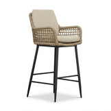 Santos Marble Grey/Valencia Sahara Dust dining barset | 4 personen | sintered stone + touw | 90cm