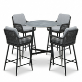 Santos Marble Grey/Valencia Stone Grey dining barset | 4 personen | sintered stone + touw | 90cm