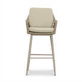 Santos Marble Latte/Valencia Sandstone dining barset | 4 personen | sintered stone + touw | 90cm