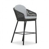 Valencia antraciet/Mara Stone Grey dining barset | 4 personen | teakhout + touw | 90cm