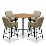 Valencia Sahara Dust dining barset | 4 personen | teakhout + touw | 90cm