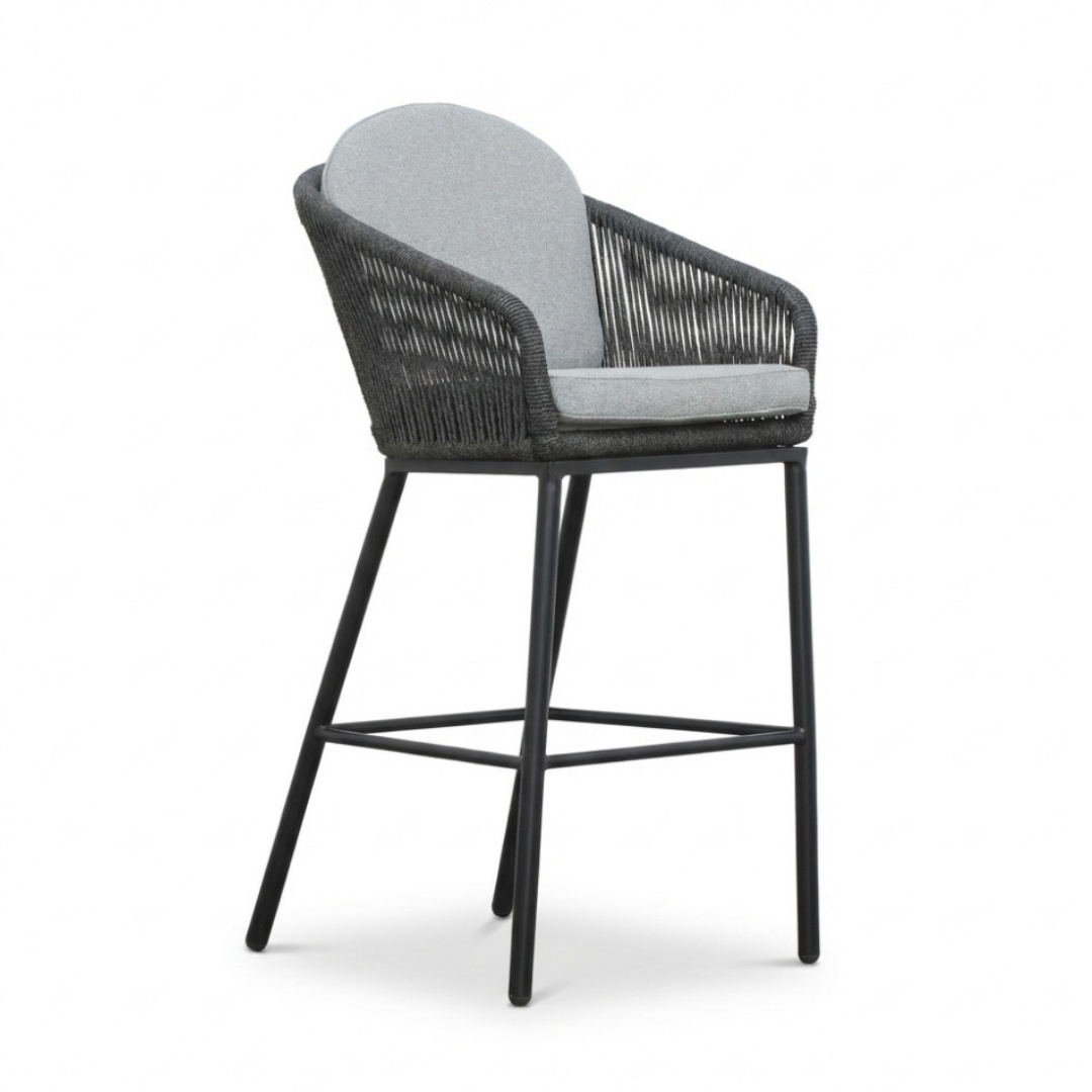 Valencia Stone Grey dining barset | 4 personen | teakhout + touw | 90cm