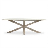 Calma Marble Latte/Mila beige low dining tuinset | 6 personen | sintered stone + touw | 240cm ovaal