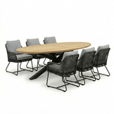 Cleve antraciet/Gianna Stone Grey low dining tuinset | 6 personen | sintered stone + touw | 240cm