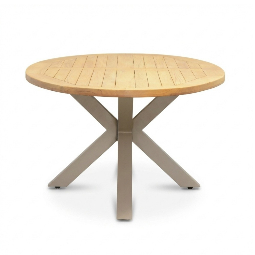 Cleve beige/Gianna Sandstone low dining tuinset | 6 personen | teakhout + touw | 240cm ovaal
