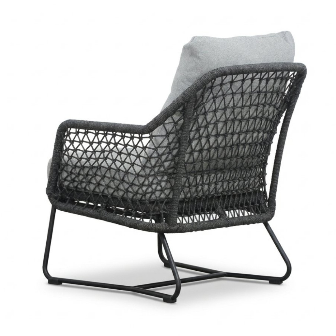 Elena/Gianna Stone Grey low dining tuinset | 6 personen | teakhout + touw | 240cm