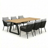 Elena/Mara Sahara Dust low dining tuinset | 6 personen | teakhout + touw | 240cm