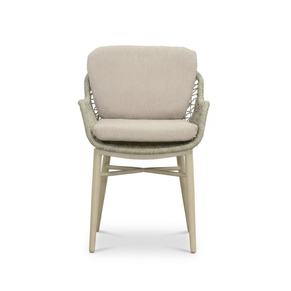 Elena/Mila beige/antraciet low dining tuinset | 6 personen | teakhout + touw | 240cm