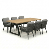Elena/Ventura Sahara Dust low dining tuinset | 6 personen | teakhout + touw | 240cm