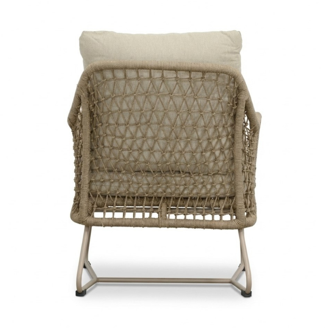 Salora beige/Gianna Sandstone low dining tuinset | 6 personen | teakhout + touw | 150cm