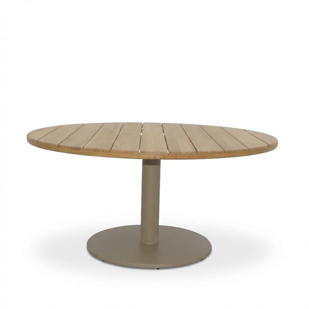 Salora beige/Mara Sandstone low dining tuinset | 6 personen | teakhout + touw | 150cm