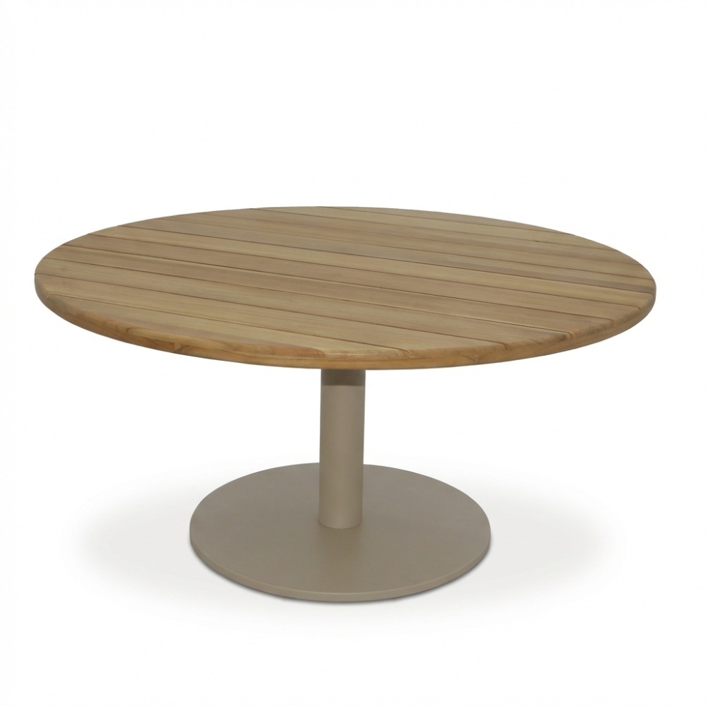 Salora beige/Mila beige low dining tuinset | 6 personen | teakhout + touw | 150cm