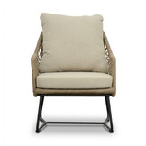 Ventura antraciet/Mara Sahara Dust low dining tuinset | 6 personen | teakhout + touw | 150cm rond