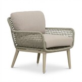Ventura antraciet/Mila beige/antraciet low dining tuinset | 6 personen | teakhout + touw | 150cm