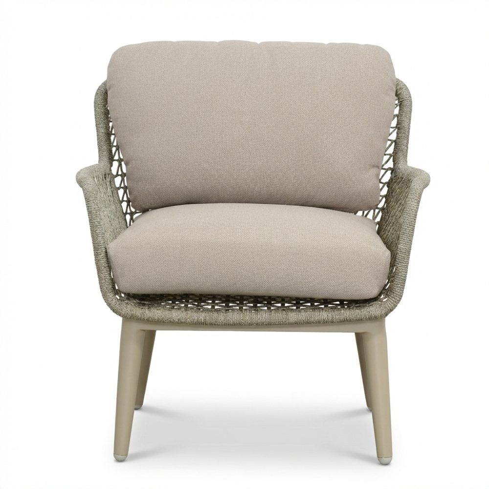 Ventura antraciet/Mila beige/antraciet low dining tuinset | 6 personen | teakhout + touw | 150cm