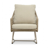 Ventura beige/Gianna Sandstone low dining tuinset | 6 personen | teakhout +  touw | 150cm rond