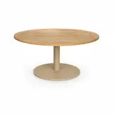 Ventura beige/Mara Sandstone low dining tuinset | 6 personen | teakhout + touw | 160cm rond