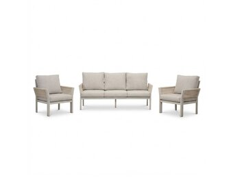 Venezia stoel-bank loungeset 5 personen | aluminium + touw | beige | 3-delig