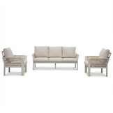 Venezia stoel-bank loungeset 5 personen | aluminium + touw | beige | 3-delig