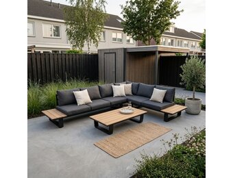 Atlanta hoek loungeset 6 personen | aluminium + polywood | antraciet | 3-delig - 305x228cm