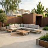 Atlanta hoek loungeset 6 personen | aluminium + polywood | beige | 3-delig - 305x228cm