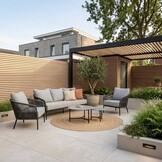 Mara stoel-bank loungeset 5 personen incl. Logan tafels | touw + aluminium | Stone Grey | 5-delig