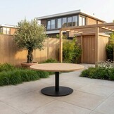 Ventura low dining tuintafel 6 personen | teakhout + aluminium | Natural Teak/antraciet | Ø150cm rond