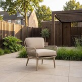 Mila low dining tuinstoel | touw + aluminium | beige