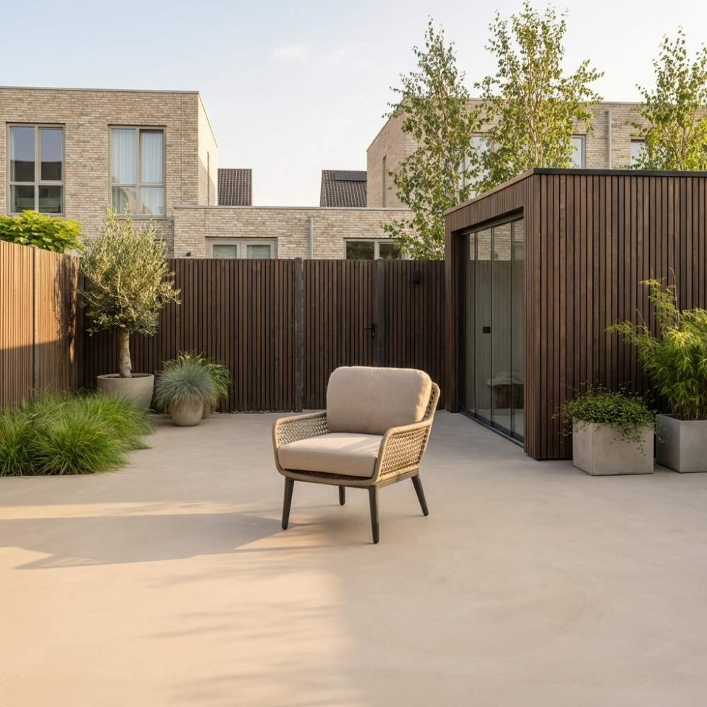 Mila low dining tuinstoel | touw + aluminium | beige/antraciet