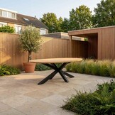 Cleve low dining tuintafel 6 personen | teakhout + aluminium | Natural Teak/antraciet | 240cm ovaal