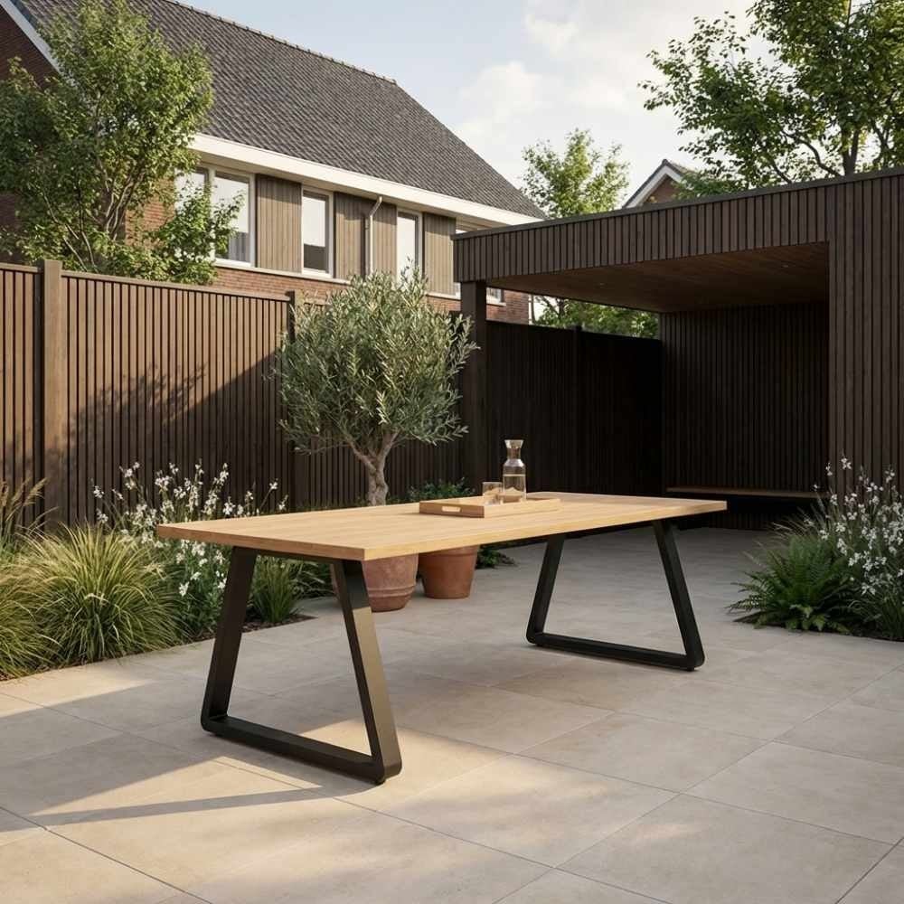 Elena low dining tuintafel 6 personen | teakhout + aluminium | Natural Teak | 240cm
