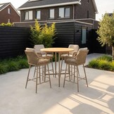 Valencia Sandstone dining barset | 4 personen | teakhout + touw | 90cm