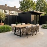 Elena/Ventura Sahara Dust low dining tuinset | 6 personen | teakhout + touw | 240cm