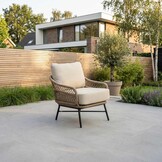 Ventura low dining tuinstoel | aluminium + touw | Sahara Dust