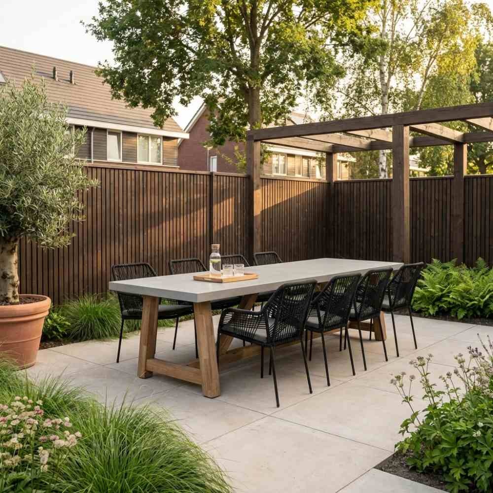 Veltis/Seville zwart dining tuinset | 8 personen | betonlook | 300cm