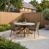 Nancy/Padua dining tuinset | 4 personen | betonlook + touw | 135cm rond