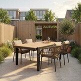 Vigo/Dakota beige/antraciet dining tuinset | 4 personen | teakhout + touw | 200cm