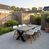 Lyon/Karlstad wit dining tuinset | 6 personen | betonlook + kunststof | 250cm